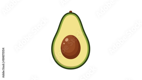 Avocado Half with Brown Pit Inside.