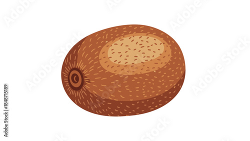 Brown Kiwi Fruit on White Background.