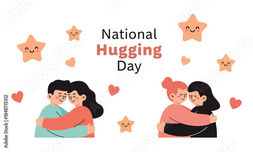 Celebrating national hugging day with diverse couples sharing warm and heartfelt embraces