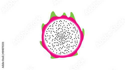 Dragon Fruit Cut Open Showing White Pulp.