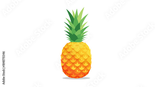 Fresh Yellow Pineapple with Green Leaves.