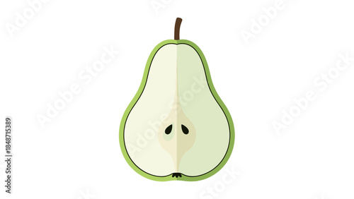 Half Cut Green Pear with Seeds.
