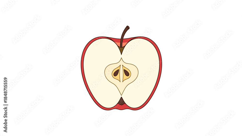 Fototapeta premium Red Apple Cut Open Showing Seeds.