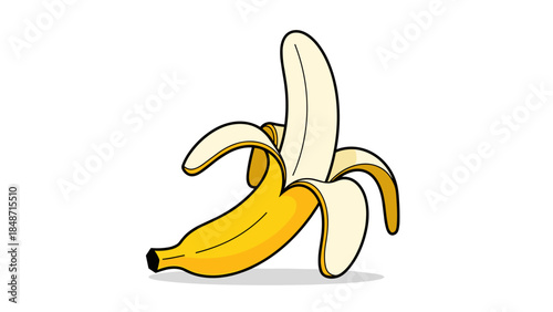 Partially Peeled Yellow Banana Fruit.