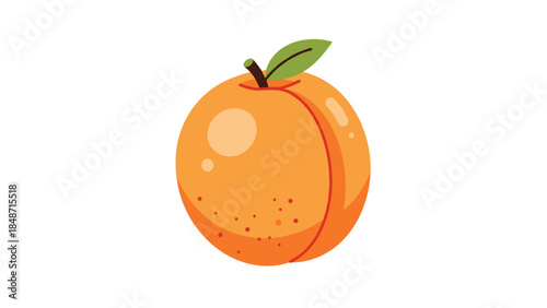 Peach Fruit with Leaf Illustration.