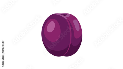 Purple Plum Fruit Closeup Isolated on White.