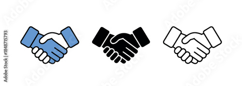 Business Partnership Handshake Icon Set