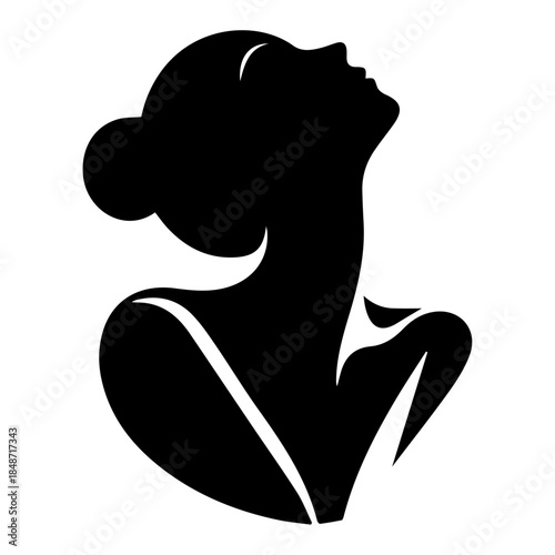 Silhouette of a Woman Performing a Neck Warm-up Stretch