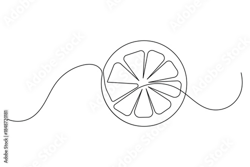 Organic lemon continuous one line art drawing citrus fruit