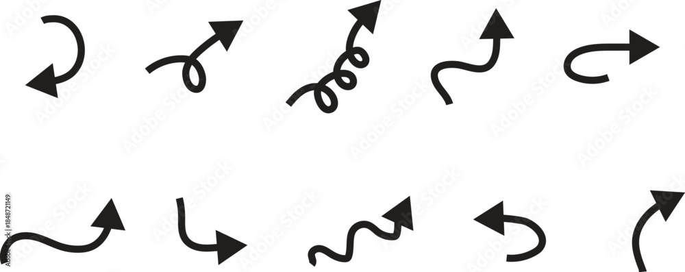 Obraz premium Collection of hand drawn sketchy arrows in various directions