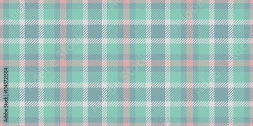 Costume pattern fabric check, lady vector background plaid. Empty textile texture tartan seamless in pastel and teal colors.