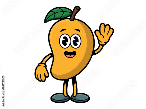 Cartoon Pear Character Waving Friendly