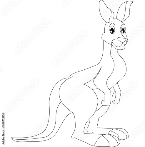 Elegant line art drawing of a kangaroo silhouette on a stark white background
