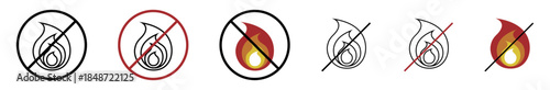 No open fire flame prohibition icon set v3ctor illustration