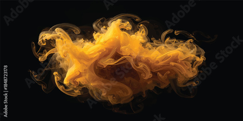 Abstract close-up of dynamic, fiery orange and yellow flames burning in the dark, capturing the intense heat and light of a dangerous blaze
