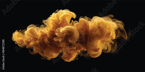 Isolated fire flames and abstract smoke effect on a black background