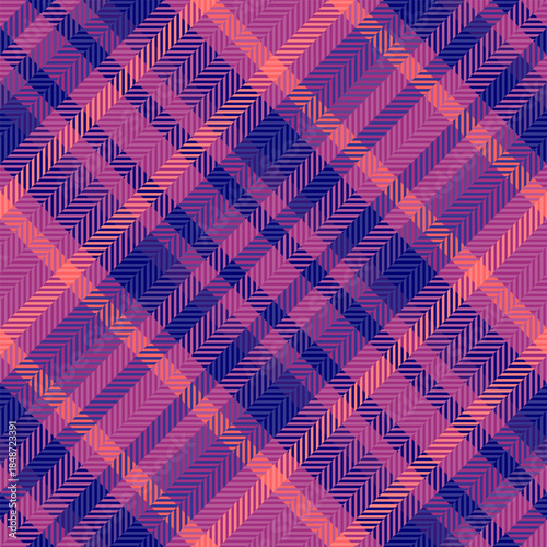 Vivid fabric tartan seamless, britain plaid background vector. Independence day textile check pattern texture in pink and blue colors.