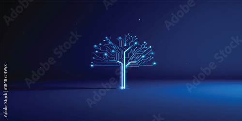 Abstract blue background illustration with glowing stars and bright shine for a holiday celebration design