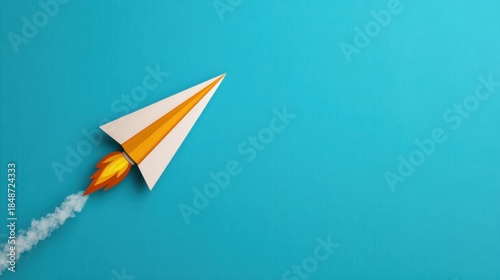 Launching a paper airplane concept startup environment digital creation upward motion innovative ideas for growth