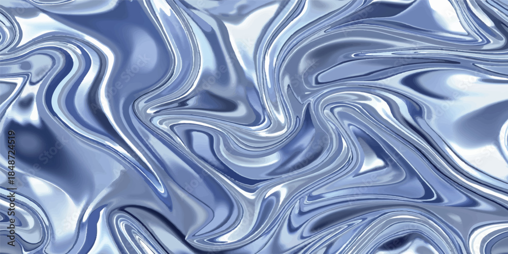 Fototapeta premium Abstract blue waves pattern with a flowing liquid surface texture for a modern art wallpaper design