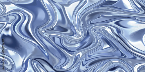 Abstract blue waves pattern with a flowing liquid surface texture for a modern art wallpaper design