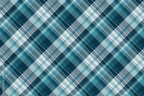 Uniform seamless tartan plaid, room check background texture. Grungy textile pattern vector fabric in cyan and light slate gray colors.