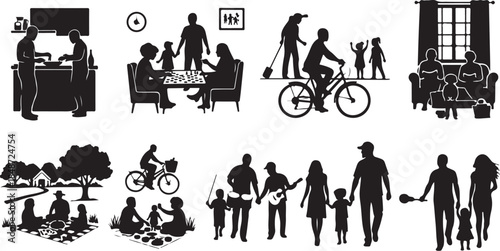 Family moments and daily life silhouettes