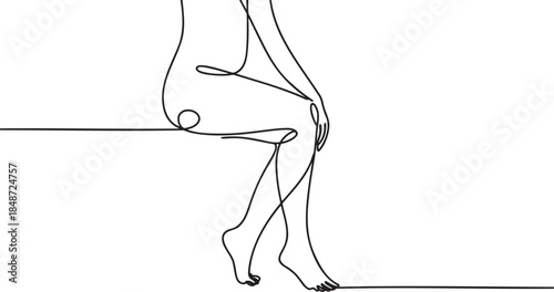 Continuous line drawing of female legs in a graceful pose
