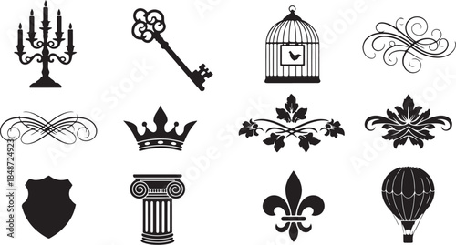 Elegant black silhouettes for design