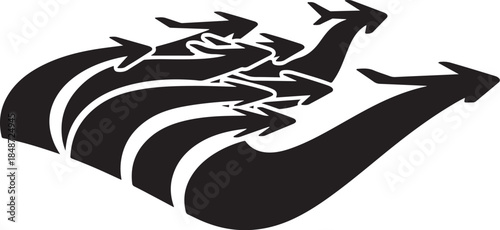 Dynamic arrows pointing upward in unison