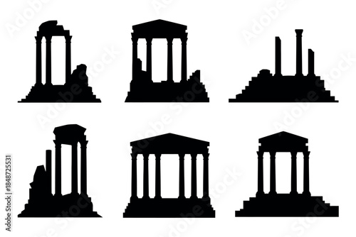 Ancient Greek Roman Architecture Silhouettes