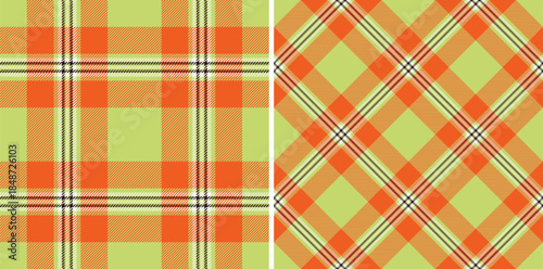 Textile plaid fabric of tartan seamless texture with a vector background check pattern. Set in fall colors. Classic wardrobe essentials for timeless style.