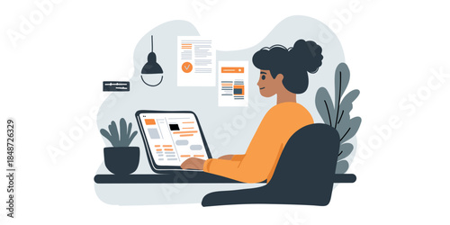 office employee working on laptop business concept