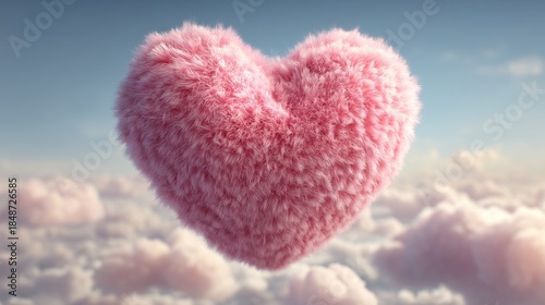 Fluffy pink heart clouds