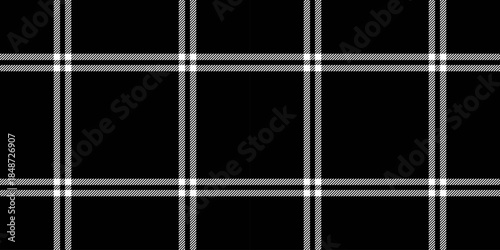 Yuletide texture plaid pattern, popular tartan textile vector. Mixed seamless fabric check background in black and white colors.
