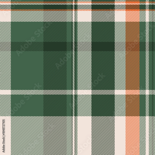 Template plaid check pattern, handkerchief vector textile tartan. Merry background seamless texture fabric in green and light colors.