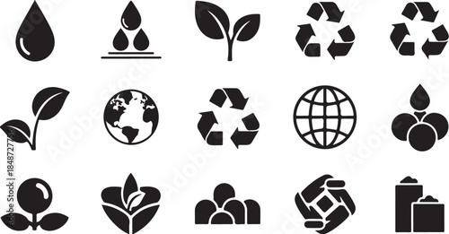Eco friendly icons for sustainable business practices