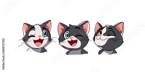 children friendly kittens illustration set with emotions
