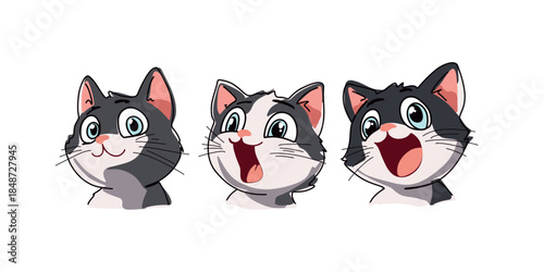 cartoon kittens portraits bundle expressing multiple moods