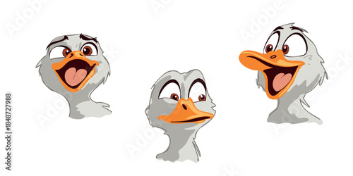 cartoon goslings portraits bundle expressing multiple moods