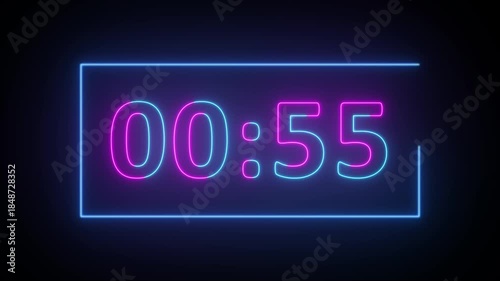 Wallpaper Mural Pink and blue Neon Numbers 1 minute timer Displayed on Black Background timer countdown animation. Torontodigital.ca