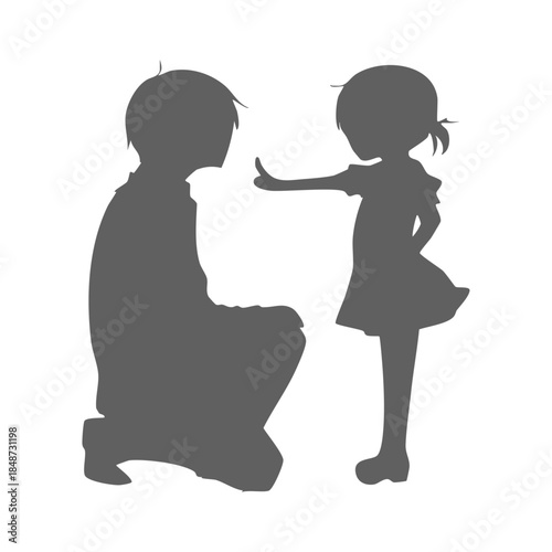 Father and Daughter Silhouette Parent Child Family Vector Illustration
