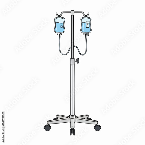 Adjustable IV Stand with Infusion Bags
