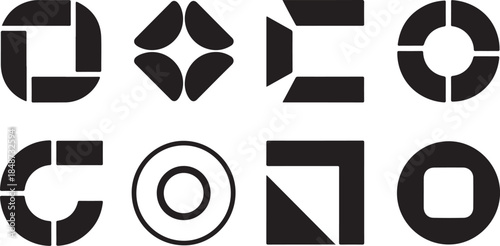 Abstract geometric shapes stencil font elements