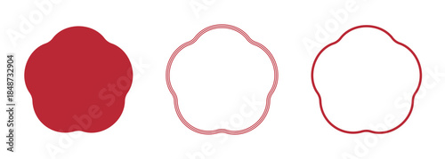 梅の花のイラスト素材のセット　コピースペースあり　背景透過　紅白

