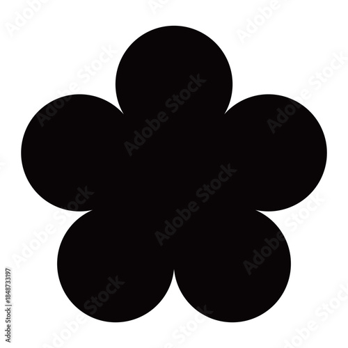 梅の花のイラスト素材　和柄　背景透過　モノクロ
