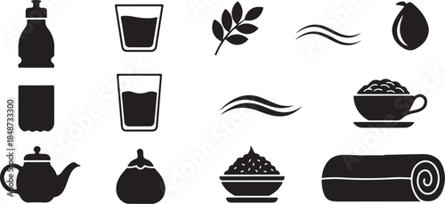 Spa and wellness icons set for relaxation and health
