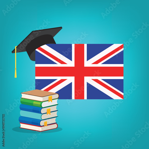 Learn English language. Study, education of foreign language lesson. internet learning course, lesson. Vector illustration