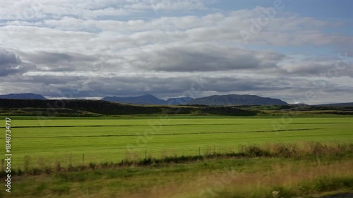 Wallpaper Mural Green Field and Mountains View from Car Torontodigital.ca