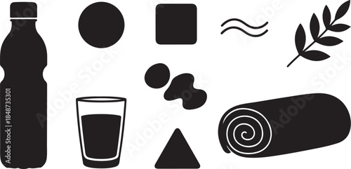 Wellness and hydration icons for fitness and health